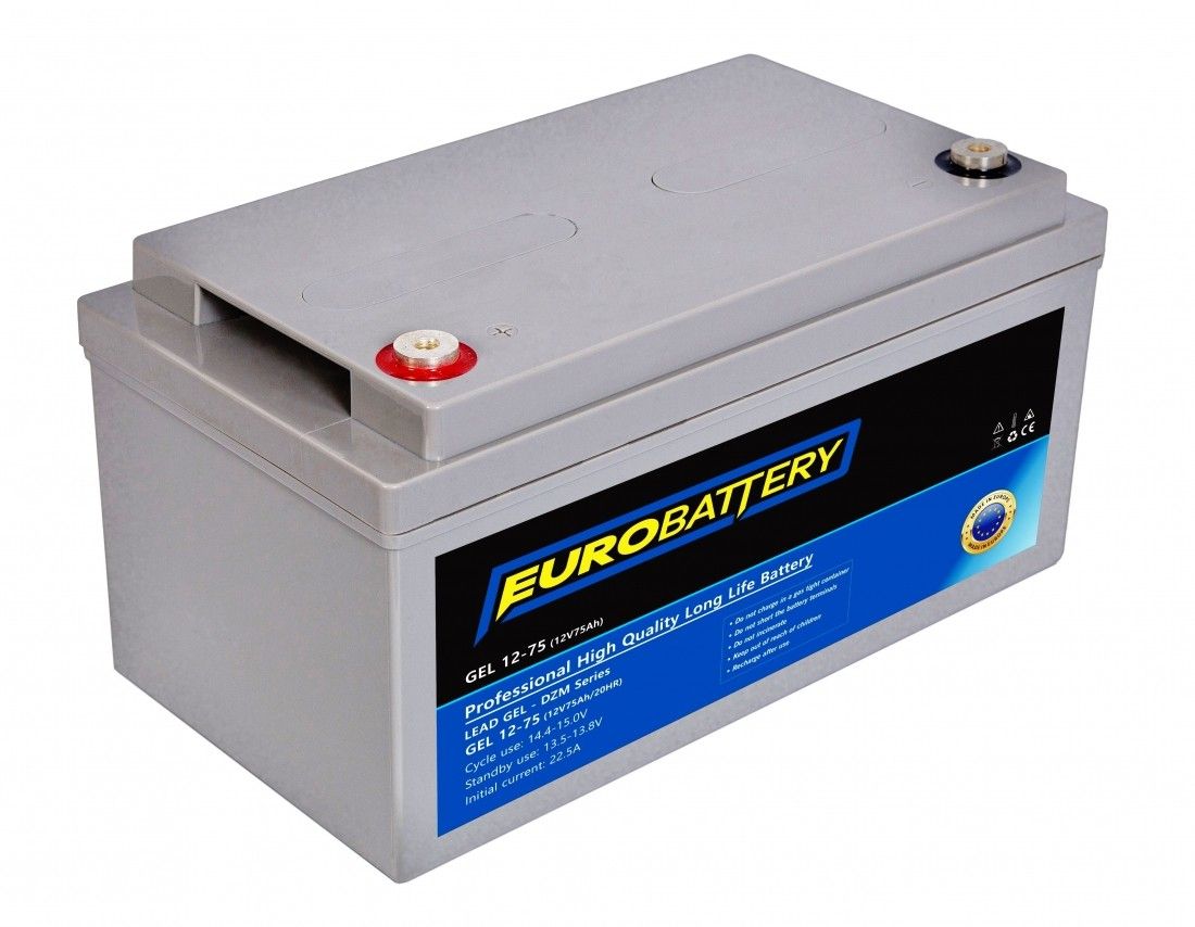 Купить 12v-75ah АКБ гелевый EuroBattery GEL 12-75 DZM (12в 75Ач) 1184 по  лучшей цене в Украине EuroBattery