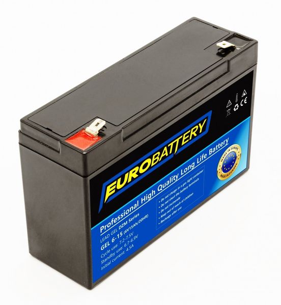 6v-15ah АКБ гелевый EuroBattery GEL 6-15 DZM (6в 15Ач) 1135 фото