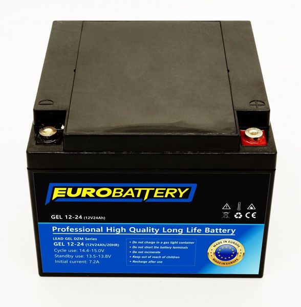 12v-24ah АКБ гелевый EuroBattery GEL 12-24 DZM (12в 24Ач) 1170 фото