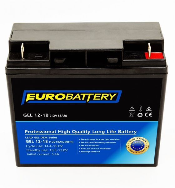 12v-18ah АКБ гелевий EuroBattery GEL 12-18 DZM (12в 18Аг) 1167 фото